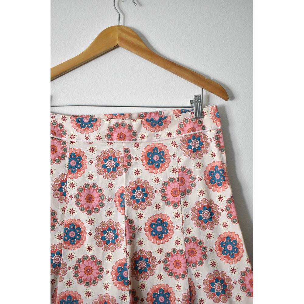 lm lm Floral Mandala A-Line Skirt Womens M Pink Blue Retro 60s Style Mini - Picture 2 of 7